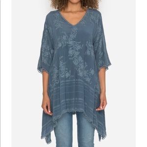 Johnny Was Leaf Garden Tunic Blue Grey